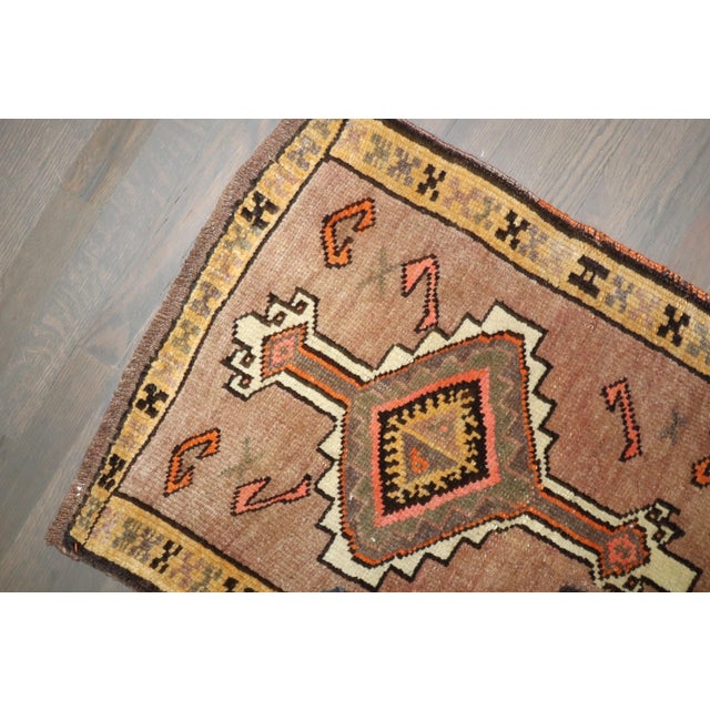 Mid 20th Century Vintage Zabihi Collection Turkish Anatolian Small Tribal Rug - 2' x 2'8" For Sale - Image 5 of 5