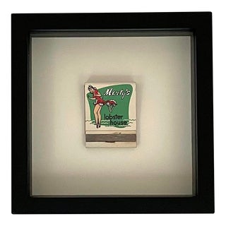 Vintage Framed Matchbook From Marty's Lobster House in Virginia Beach For Sale