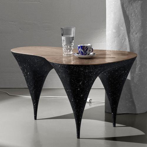 Contemporary Curved Oak & Black Concrete Coffee Table by Donatas Žukauskas For Sale - Image 10 of 13