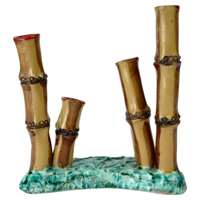 Mid-Century Modern Faux Bamboo and Ceramic Vase, Italian, 1960s For Sale - Image 10 of 10