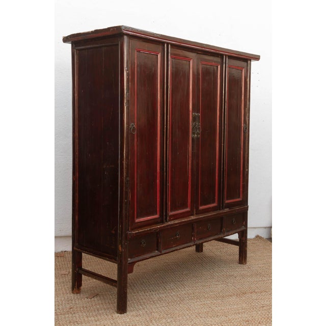19th Century Chinese Painted & Lacquered Armoire For Sale - Image 9 of 11