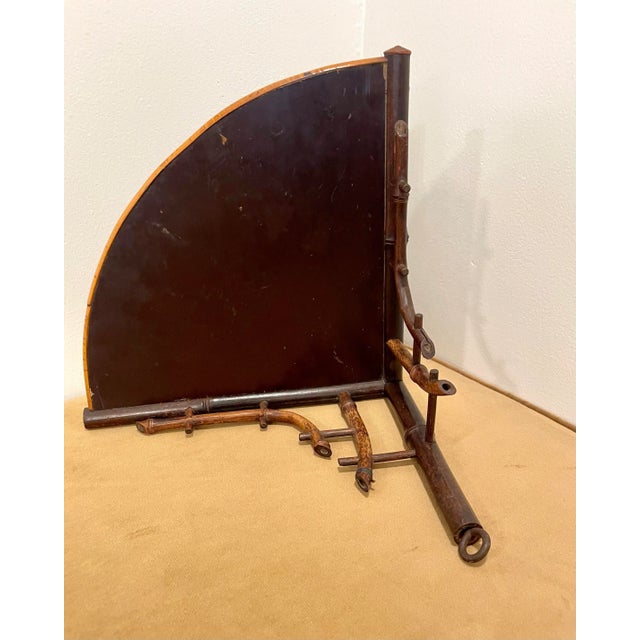 Wood Vintage Asian Chinoiserie Burnt Bamboo Painted Corner Shelf, Burgundy, Rose and Olive Green For Sale - Image 7 of 12