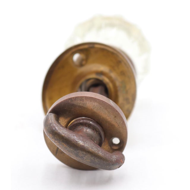 Mid 20th Century Vintage Clear Fluted Glass Closet Door Knob Set For Sale - Image 5 of 5