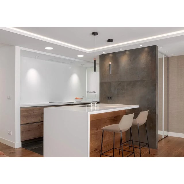 Mid-Century Modern Minimal' Ceramic Pendant Light by David Pompa for Kdln in Black and Copper For Sale - Image 3 of 11