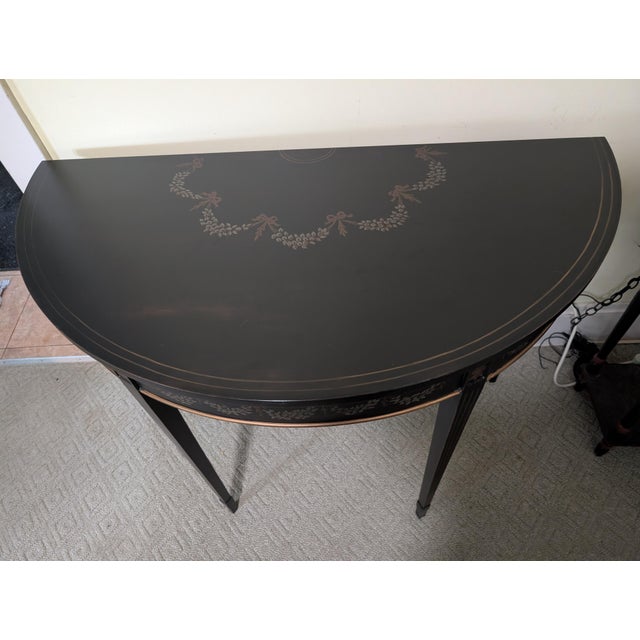 Mid 20th Century Maitland Smith Chinoiserie Style Demi Lune Console Table For Sale - Image 10 of 17