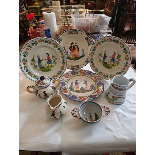 Collection of Eight Quimper French Faience Serveware Pieces For Sale - Image 15 of 16