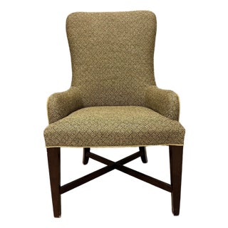 Century Furniture Herringbone High-Back Accent Chair With X-Stretcher Base For Sale