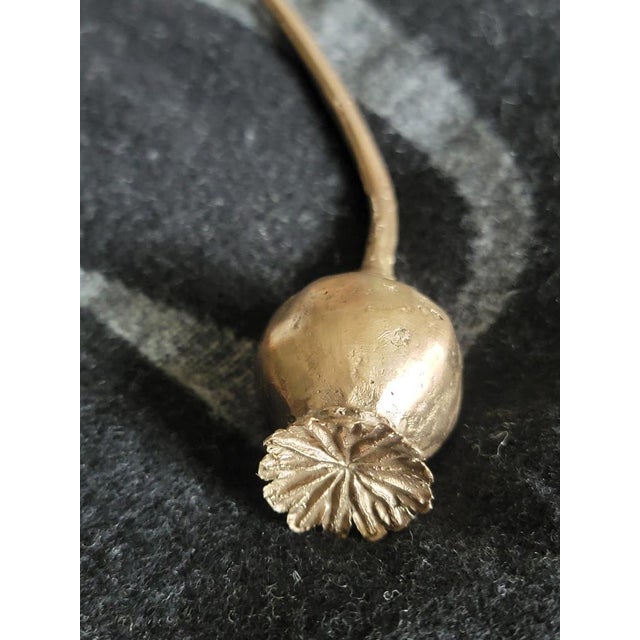 Metal Cast Bronze Poppy Pod Floral Decorative Object For Sale - Image 7 of 11
