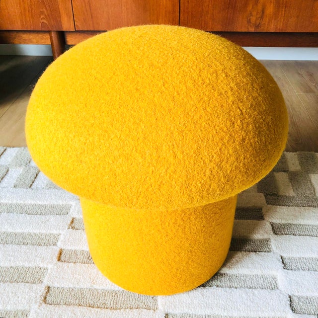 Textile Mushroom Ottoman in Saffron Wool For Sale - Image 7 of 11