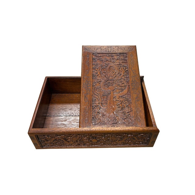 Oriental Cloud Scroll Dragons Relief Motif Treasure Chest Box For Sale In San Francisco - Image 6 of 10