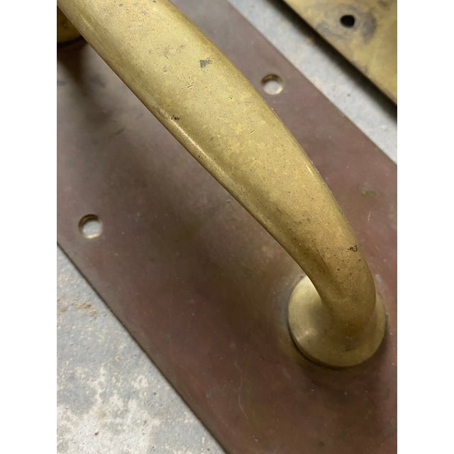 Primitive Unlacquered Brass Door Pulls, a Pair For Sale - Image 6 of 12