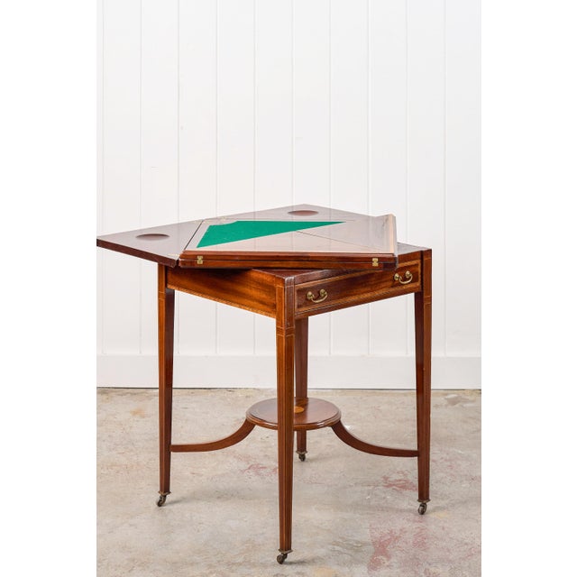 1910s Edwardian Mahogany Envelope Card Table For Sale In Charleston - Image 6 of 18
