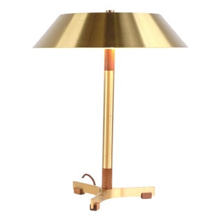 President Table Lamp in Teak and Brass by Jo Hammerborg for Fog & Mørup, 1960s For Sale