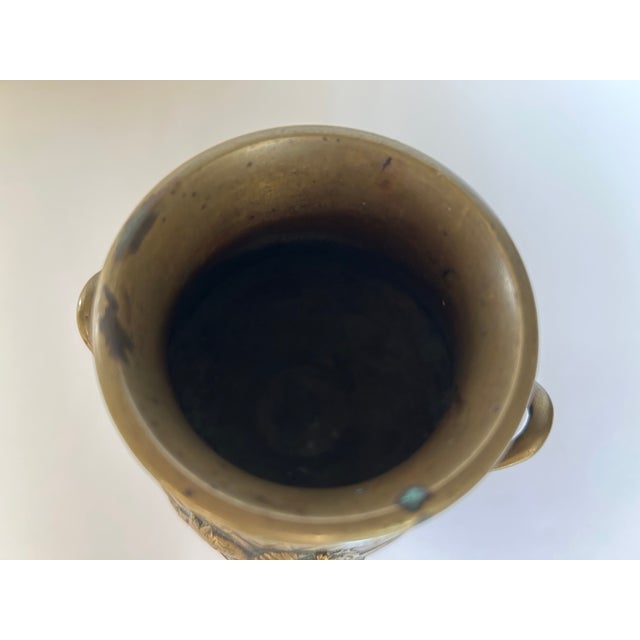 Classical Roman Antique Bronze Urn With Mythological Relief For Sale - Image 3 of 5