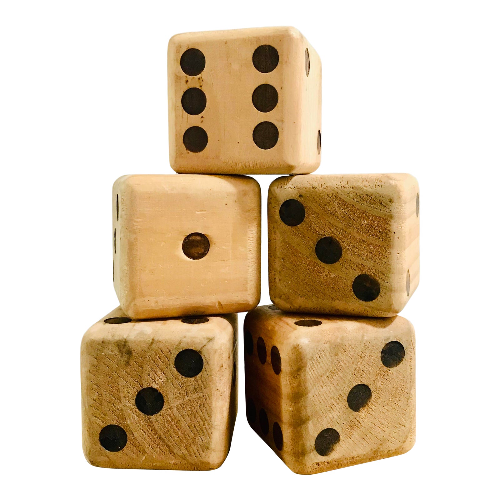 Vintage Wood Carved Decorative Dice Set of 5 Chairish