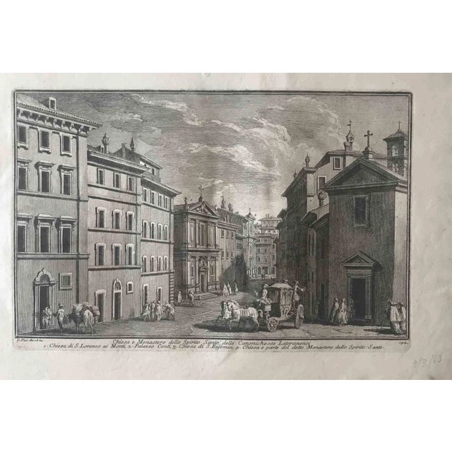 Giuseppe Vasi, Church and Monastery of the Holy Spirit of the Canonichesse, Etching For Sale