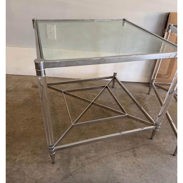 Bernhardt Pair of Bernhardt Square Acrylic End Tables For Sale - Image 4 of 7