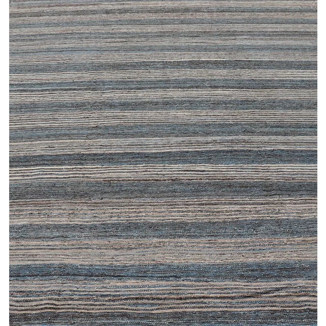 Early 21st Century Modern Afghan Kilim Rug by Keivan Woven Arts, Handwoven Wool, Blue 9'0 X 12'2 For Sale - Image 5 of 11