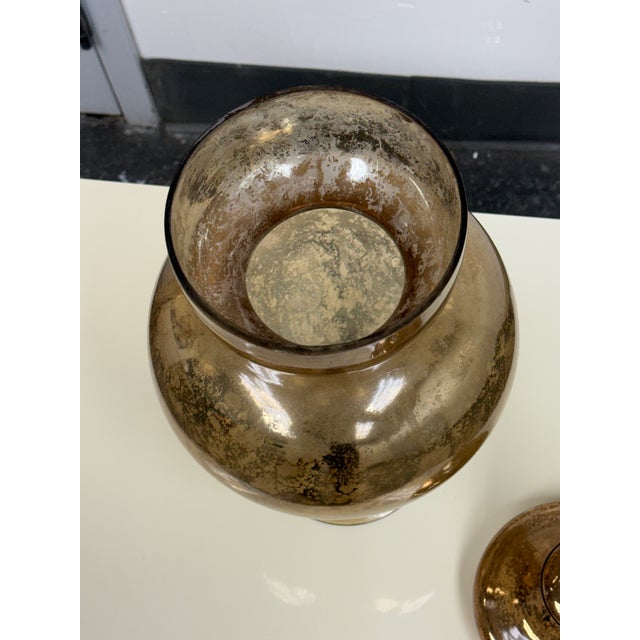Antiqued Mercury Glass Lidded Urn For Sale - Image 12 of 12