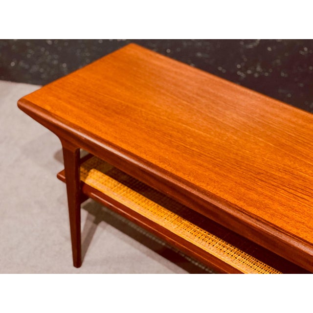 Teak Coffee Table with Rattan Rack, 1960s For Sale - Image 11 of 17