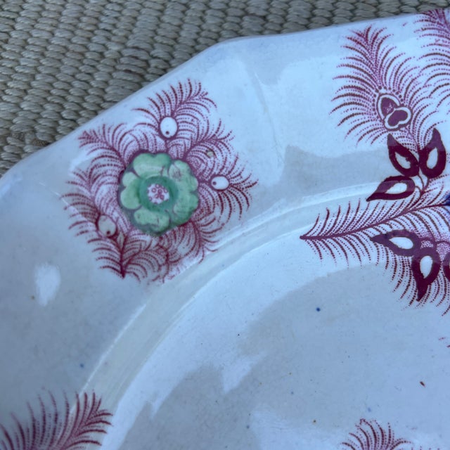 A Nice Antique Staffordshire "Feather" Pattern Red Transfer Decorated Plate, Circa 1830's For Sale - Image 4 of 12