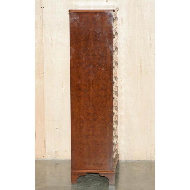 Burr Walnut Tallboy Chest of 10 Drawers For Sale - Image 14 of 18