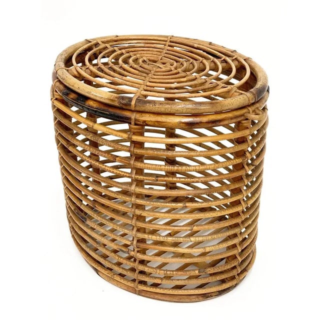 Mid-Century Italian French Riviera Bamboo & Rattan Basket, 1950s For Sale - Image 12 of 16