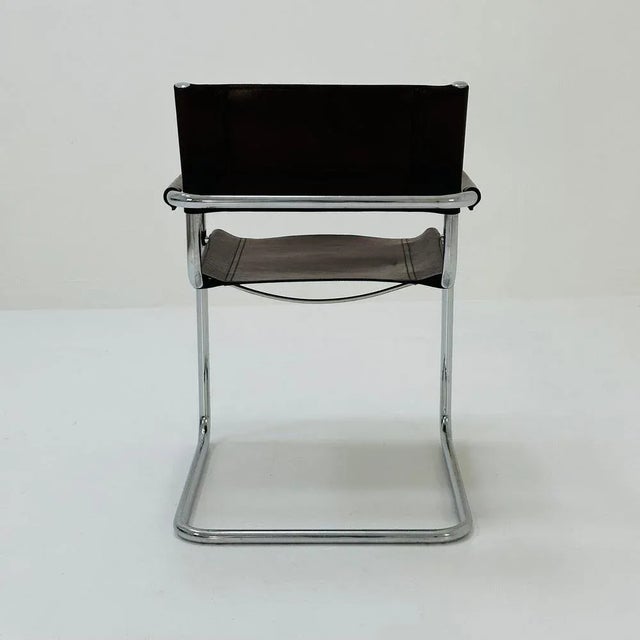 Mid-Century Bauhaus B34 Brown Leather Cantilevered Chair by Mart Stam for Jox Interni, 1980s For Sale - Image 6 of 11