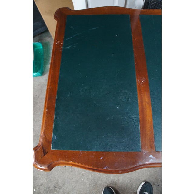 Vintage Chippendale Style Mahogany Carved Leather Inset Executive Office Desk For Sale - Image 12 of 18