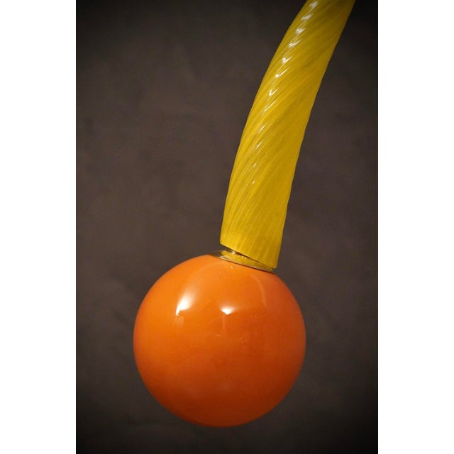 Mid-Century Modern Yellow Murano Glass and Brass Pendant, 1960 For Sale - Image 3 of 11