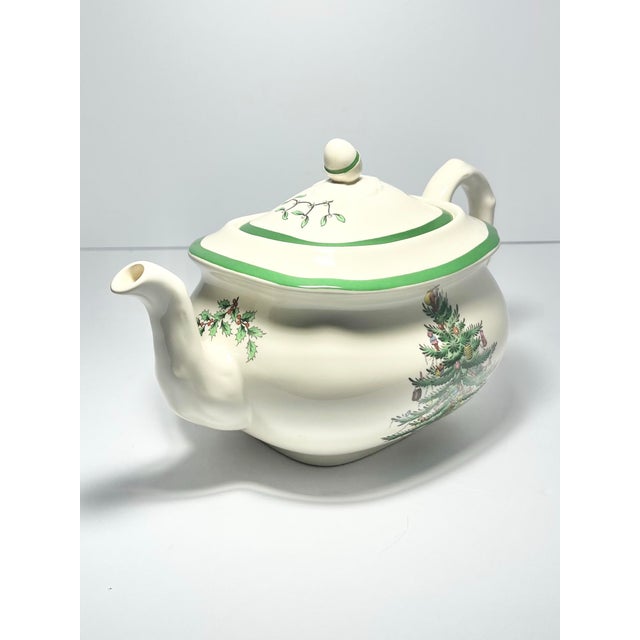 Contemporary Spode “Christmas Tree” Ceramic Teapot & Lid For Sale - Image 3 of 7