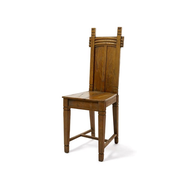 Pair of oak chairs, one of the first example of Austrian Jugendstil. Milan, circa 1900s