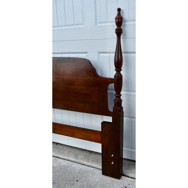 Wood Cherry Queen/Full Headboard Vintage Poster Bed Chippendale Style For Sale - Image 7 of 13