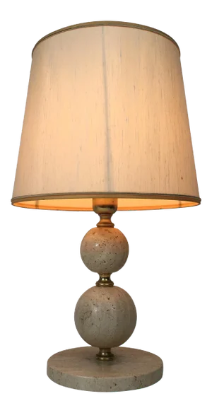 Travertin and Brass Table Lamp, circa 1970