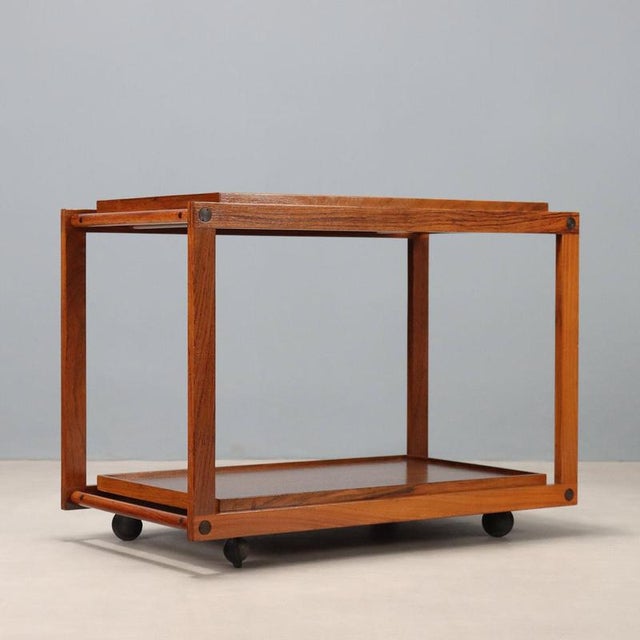 Brown Vintage Teak Trolley, 1960s For Sale - Image 8 of 9
