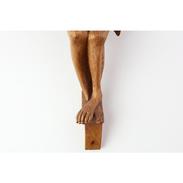Brown Late 19th Century Sculpted Oak Crucifix, Italy, 1800s For Sale - Image 8 of 14
