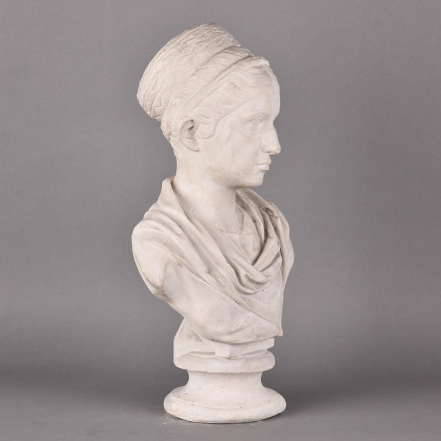 Vintage Plaster Bust of a Woman in Classical Drapery For Sale - Image 11 of 12