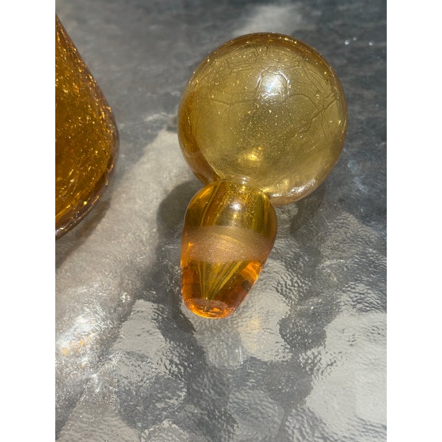 Mid-Century Modern 1970s Viking Glass Company Gold Crackle With Stopper For Sale - Image 3 of 4