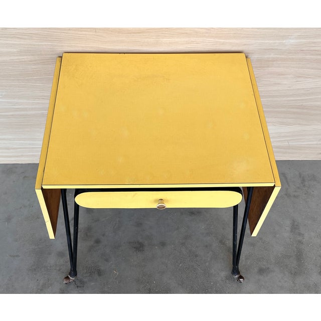 20th Century Yellow Formica Children's School Desk With Two Leaves For Sale - Image 10 of 12