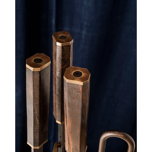Metal Fireplace Set by Afra & Tobia Scarpa for Dimensione Fuoco, Italy, 1970s, Set of 7 For Sale - Image 7 of 18