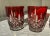 Pair Waterford Lismore Red Double Old Fashioned Crystal Glasses. The Lismore crystal pattern was created by Waterford's...