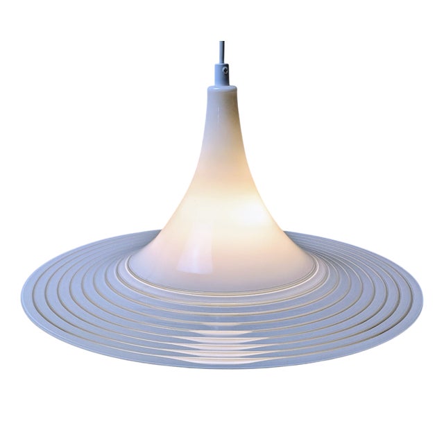Large Danish Acrylic Flying Saucer Pendant Lamp from Lyskær Belysning, 1980s For Sale
