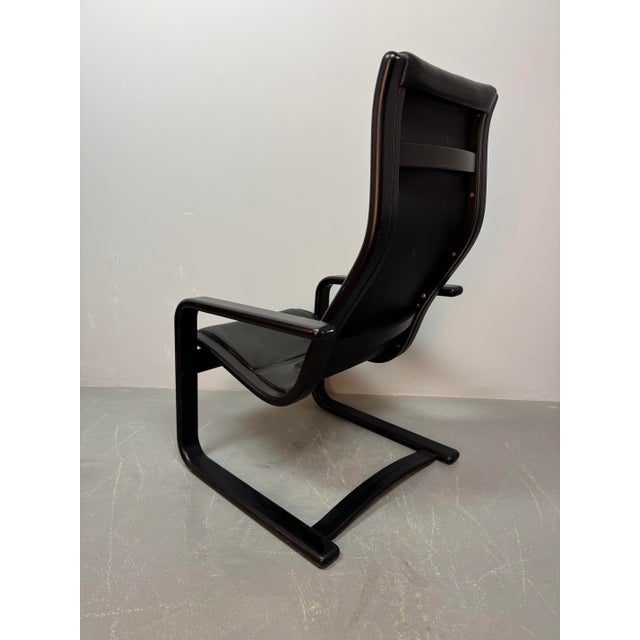 Mid-Century Modern Lamino Lounge Chair in Black Leather by Yngve Ekstrom, Denmark, 1970s For Sale - Image 4 of 8