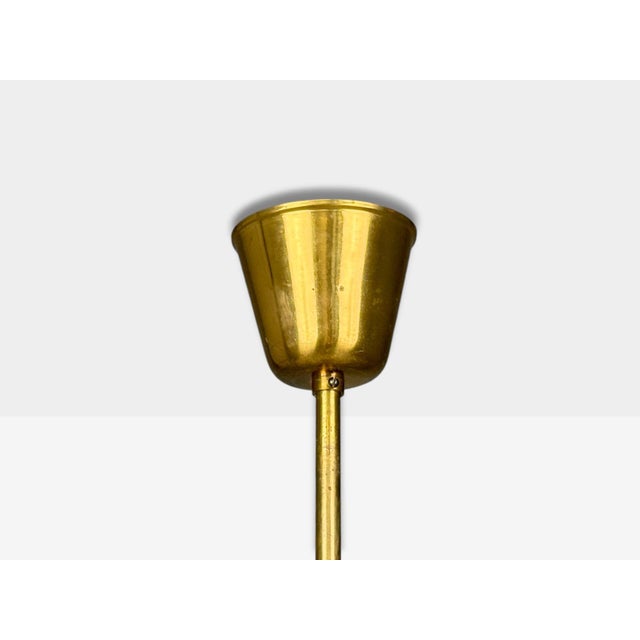 Nils Landberg, Rare Chandelier, Etched Glass, Brass, Sweden, 1940s For Sale - Image 13 of 13
