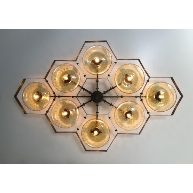Fabio Ltd 21st Century Hive Bronze Amber Bubbles Murano Flush Mount by Fabio LTD For Sale - Image 4 of 5
