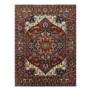 Heriz Rug 8'10'' X 11'10'' Red Wool Tribal Hand-Knotted Oriental Carpet