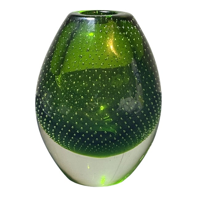 1950s Finnish Bullicante Summerso Hand-Blown Controlled Bubble Glass Bud Vase For Sale
