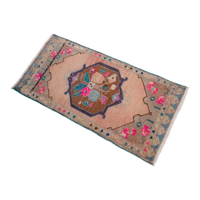 1970s Turkish Hand Made Small Rug Doormat Enrtyway Decor - 1'10" X 3'9" For Sale - Image 5 of 13