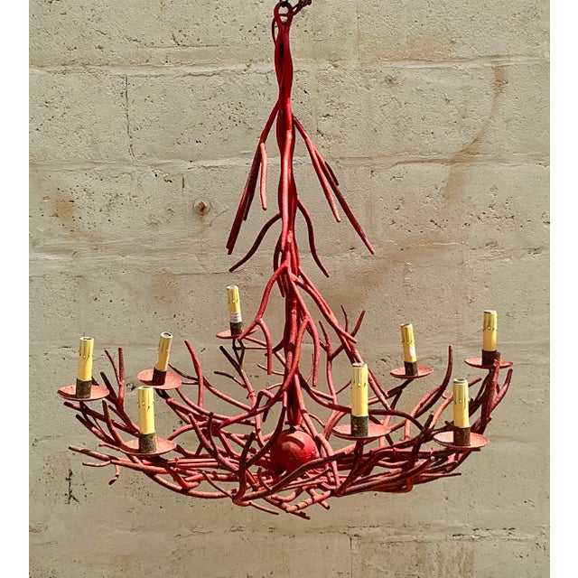 Metal Vintage Coastal Coral Branch Chandelier For Sale - Image 7 of 12