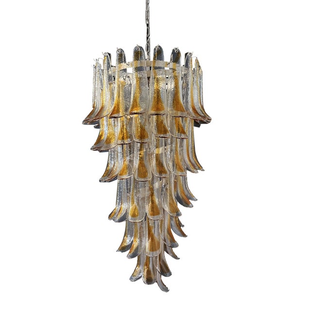 Vintage Italian Murano Glass Spiral Chandelier For Sale